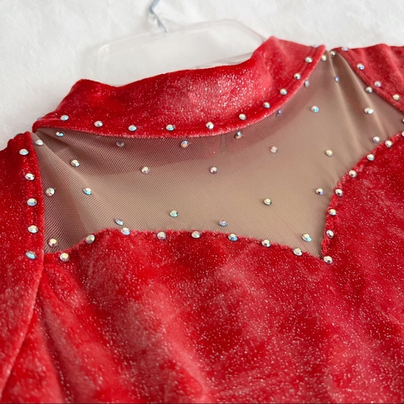 Red Figure Skating Competition Dress S - Picture 3 of 9